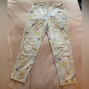 White Floral Jeans